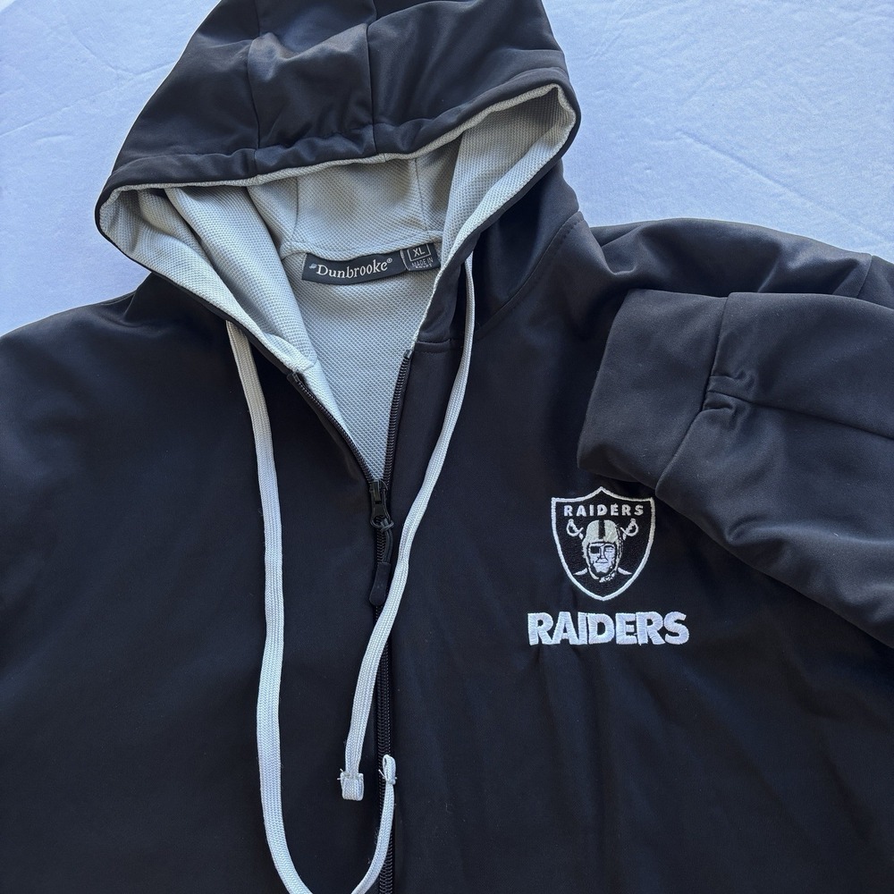 Las Vegas Raiders Dunbrooke Hoodie‎ Men's XL Black Full Zip Embroidered Logo